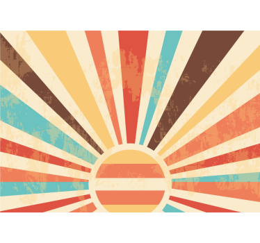 Colorful retro sun rays vintage mural - TenStickers