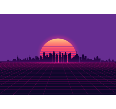 Vaporwave sunset 80s style vintage mural - TenStickers