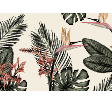 Flower wall mural exotic bird paradise - TenStickers