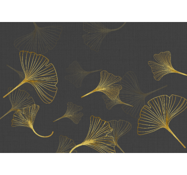 Golden Ginko leaves gold vintage mural - TenStickers