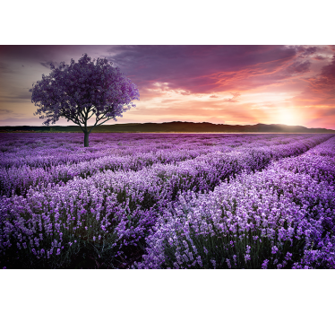 Purple fantasy tree with flowers nature murals - TenStickers