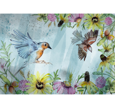Watercolor Birds mural wallpaper - TenStickers