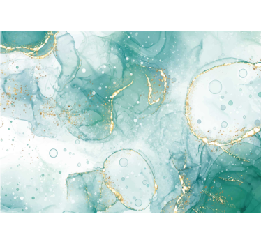 Marble Design Turquoise And Gold Bathroom Wall Mural - TenStickers