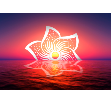 Dining room wall mural hibiscus sunrise design - TenStickers