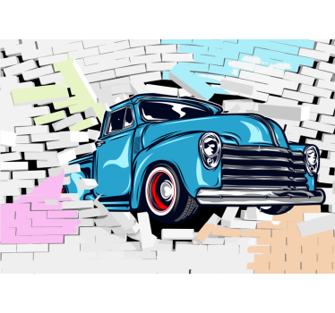 fancy vintage car colourful bricks car mural - TenStickers