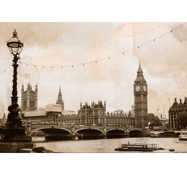 Big Ben sepia london skyline mural - TenStickers