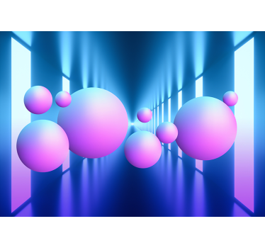 Abstract wall mural floating spheres illusion - TenStickers