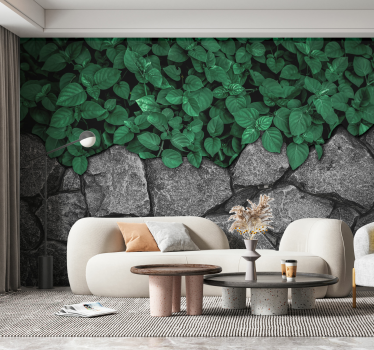 Leaves and stones natural design room wall mural - TenStickers