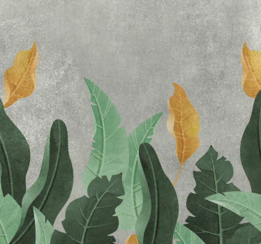 Plants on concrete living room wall mural - TenStickers