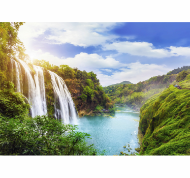 Waterfall and mountains waterfall mural - TenStickers