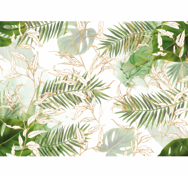 Elegant palm leaves living room photo mural - TenStickers
