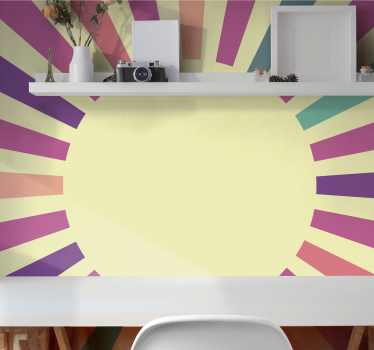 70's geometric Sun abstract mural - TenStickers