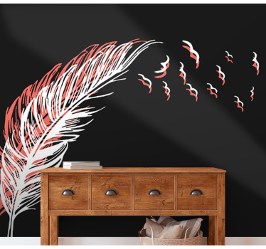 Abstract wall mural feather in graceful motion - TenStickers