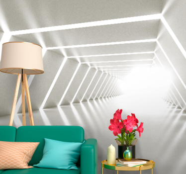 Abstract wall mural illuminated geometric passage - TenStickers