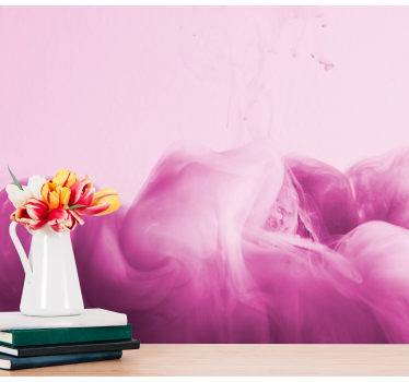 Abstract wall mural pink smoke flow - TenStickers