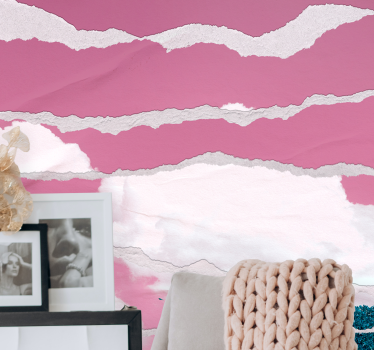 Abstract wall mural torn cloud layers - TenStickers