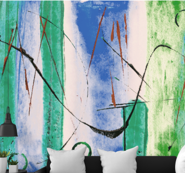 Abstract wall mural with flowing line designs - TenStickers