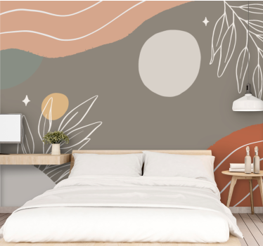 Abstract wall mural with geometric line patterns - TenStickers
