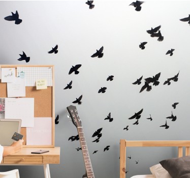 Aesthetic image of birds wall murals for teenage bedrooms - TenStickers
