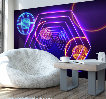 Balls in a tunel 3D Wall Mural - TenStickers