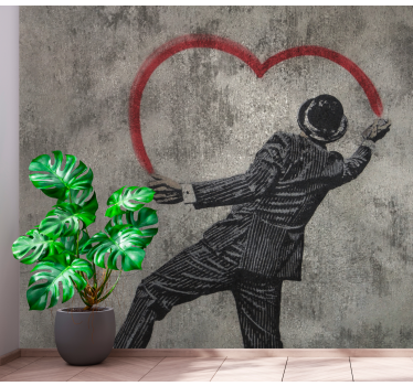 Banksy heart graffity texture wall mural - TenStickers