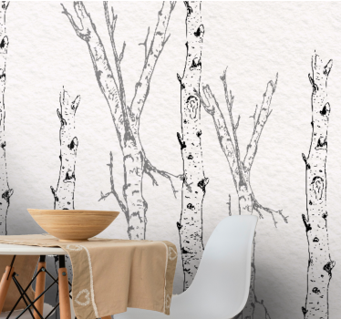 Bark Patterned Trees dining room wall mural - TenStickers
