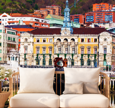 Bilbao river with colorful houses cityscape murals - TenStickers