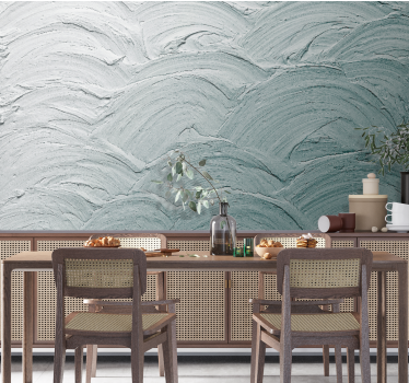 Blue Japandi wavy cement texture vintage mural - TenStickers