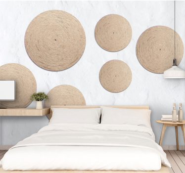 "Boho" rattan texture immitation mural wallpaper - TenStickers