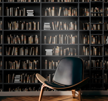 Bookshelves optical illusion 3d mural wallpaper - TenStickers