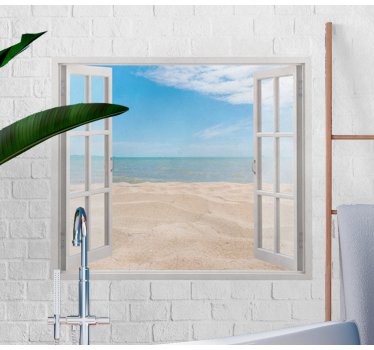 Brick wall with a window photo brick mural - TenStickers