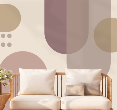 Brown geometric modern art living room mural - TenStickers