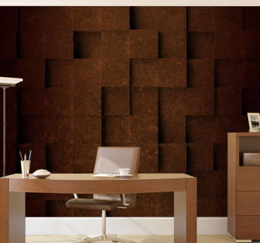 Brown geometric mozaic 3d mural wallpaper - TenStickers