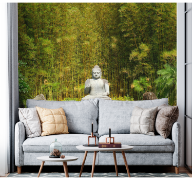 Buddha statue with forest mural - TenStickers