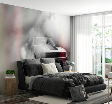 Car burning tires car mural - TenStickers