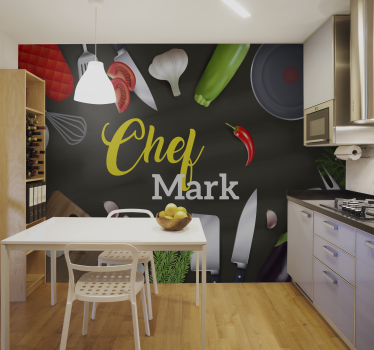 Dining room wall mural with chef customization option - TenStickers