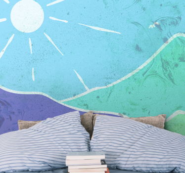Colorful mountains and sun abstract mural - TenStickers