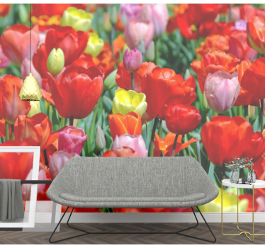 Colorful tulip tulip mural - TenStickers