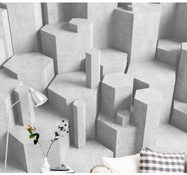 Concrete geometric forms stone murals - TenStickers