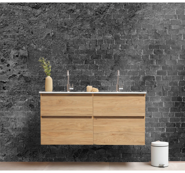 Dark damaged brick wall brick mural - TenStickers