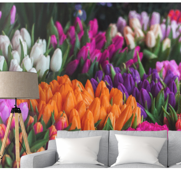 Different colored tulip mural - TenStickers