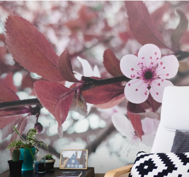 Elegant feminin ornamental cherry design mural wallpaper - TenStickers