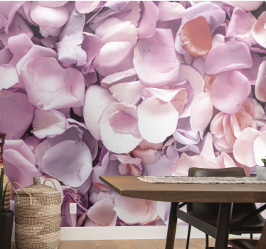 Elegant style pink rose leaves mural - TenStickers