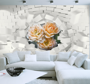 Exploding Floral 3D Effect 3D wall mural - TenStickers