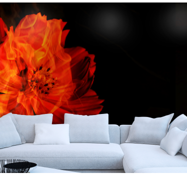 Fiery floral burst flower wall mural - TenStickers