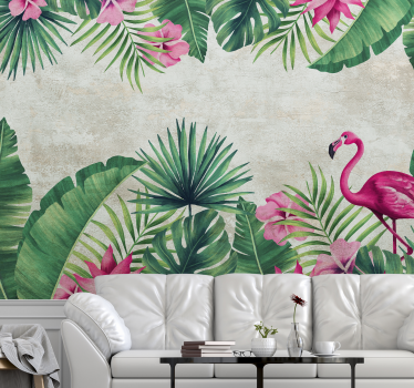 Flamingos and palms landscape wall mural - TenStickers