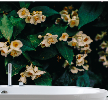 Flower wall mural delicate white blossoms - TenStickers