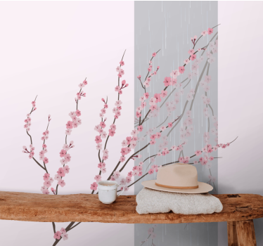 Flower wall mural gentle pink blossoms - TenStickers