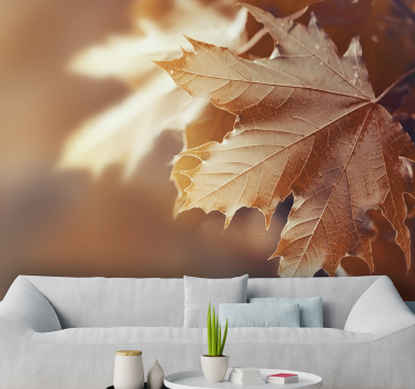 Flower wall mural maple leaf detail - TenStickers