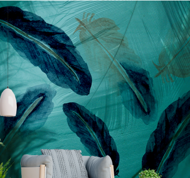 Flower wall mural with elegant leaf designs - TenStickers